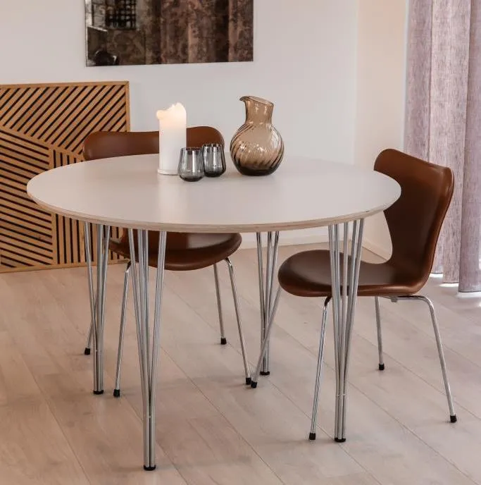 DT 100 - Rundt spisebord i hvid laminat, diameter 100 cm.