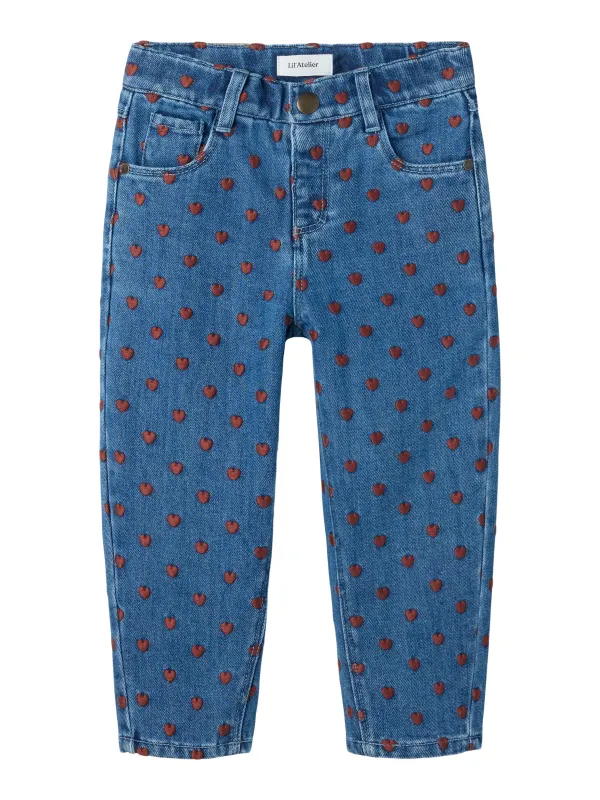 Lil Atelier Liva - Loose Jeans - Dark Blue Denim/Hearts - 92 cm
