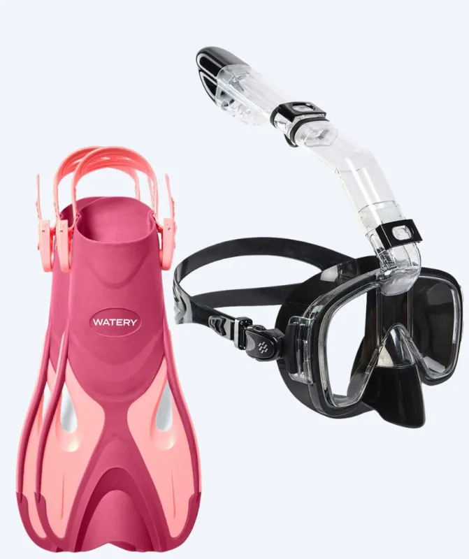 Watery snorkelsæt til voksne - Fisher/Pearl - Pink/sort - Snorkelsæt til voksne (+16 år)