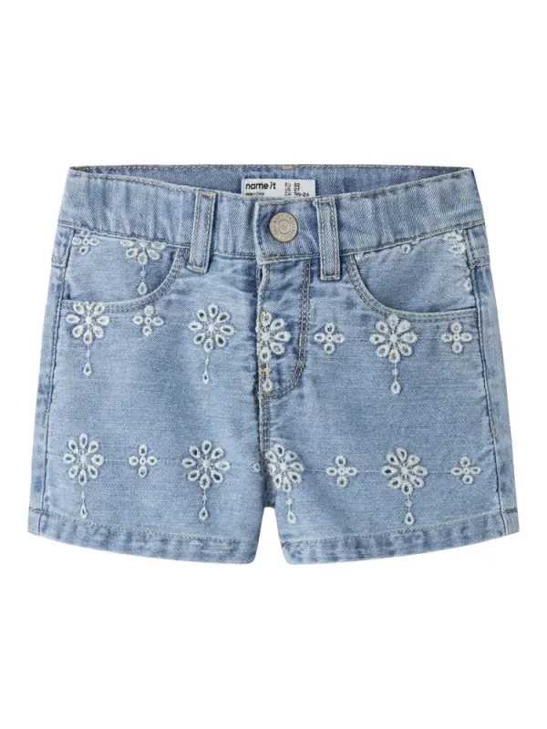 Rose Mom Denim Shorts - Light Blue Denim - 110