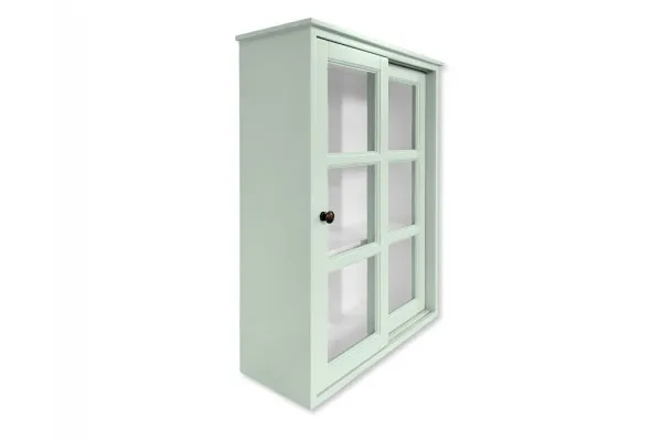 Sejerø Væghængt Vitrineskabe m/skydelåger - 70x50x20 Pastelblå/Hvid