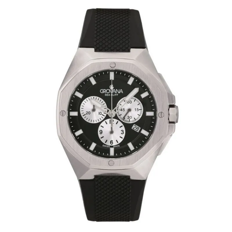 Grovana Sea Cliff Chronograph Black rubber Herreur
