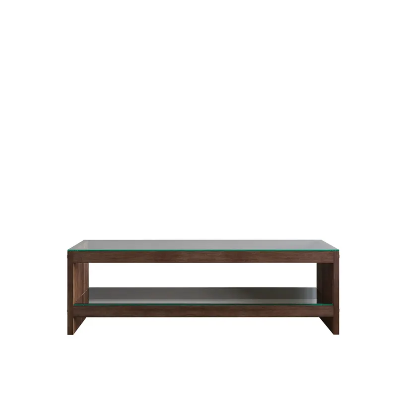 NORDVÄRK TV300 TV-bord, m. 1 hylde - glas og valnøddefarvet fyrretræ (140x40)