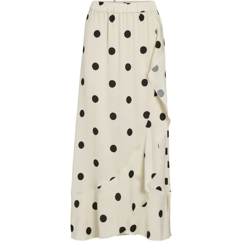 VILA dame nederdel VICLAIRE - Birch BLACK DOTS