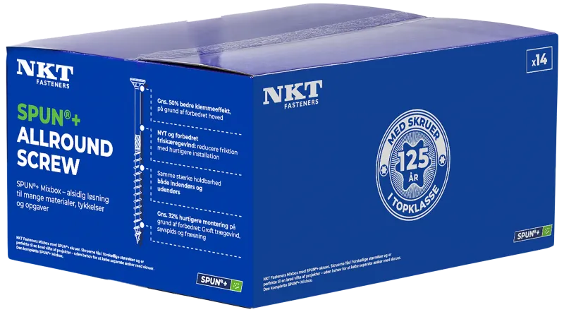 NKT Spun+ G3 UH TX univ.skruer, mixkarton 14pk