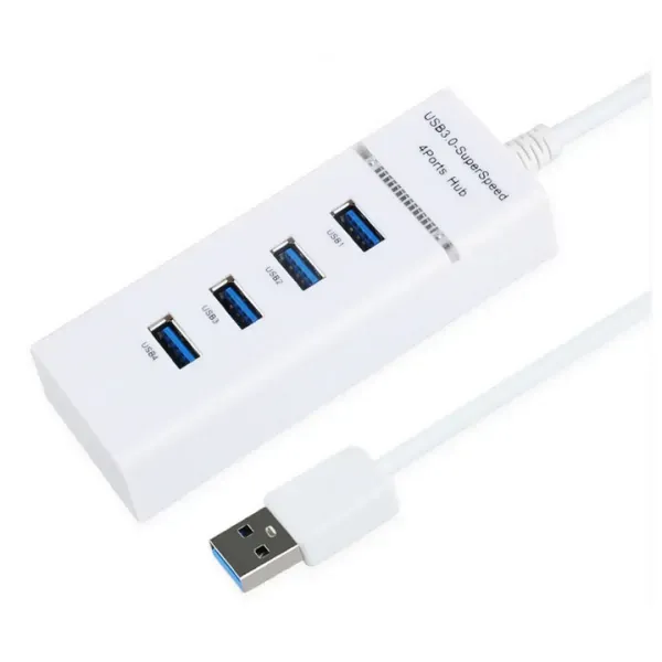 4-Ports USB 3.0 Hi-Speed Hub. Hvid.