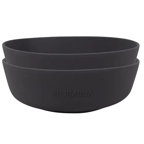 Filibabba Silikone Skål Stone Grey (2 stk)
