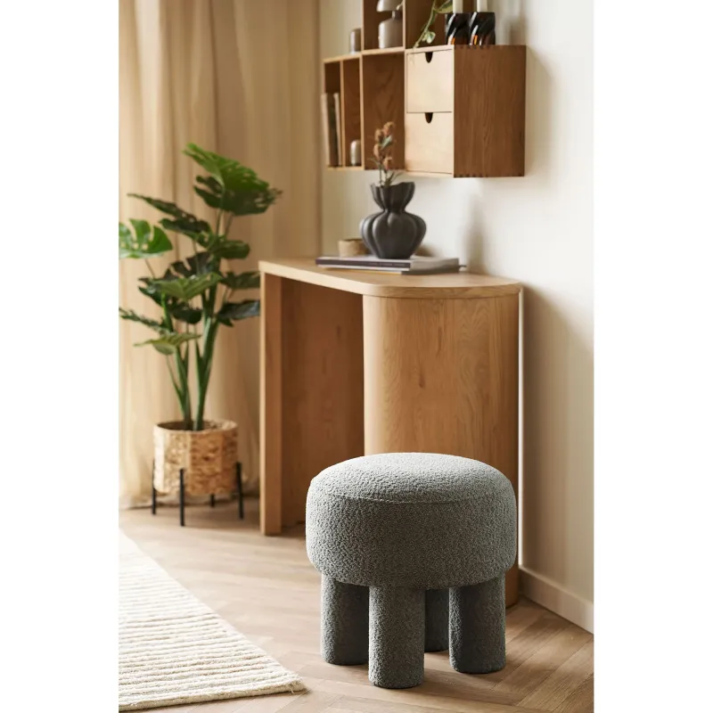 House Nordic - Canberra Puf  -  Koksgrå Chenille  -  Ø43 x 43 cm