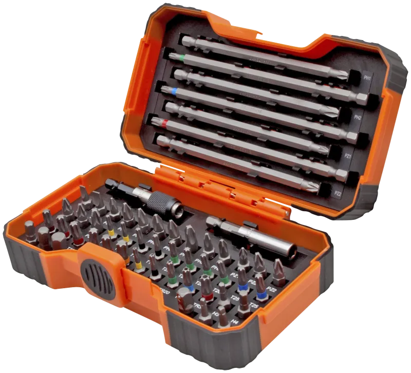 Bitssæt Bahco 54 dele, lange/korte bits og 2 bitsholdere