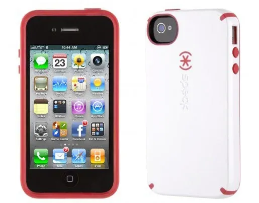 iPhone 4 & 4S SPECK® CandyShell cover. Hvid/Rød.