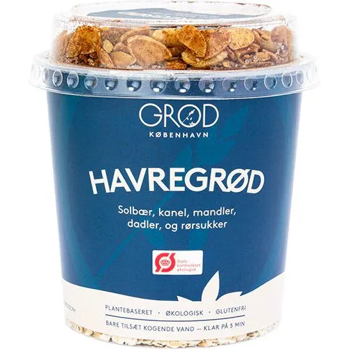 GRØD Havregrød m. solbær, kanel, mandler, dadler Ø