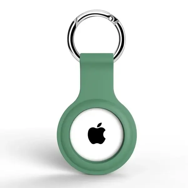 Apple AirTag nøglering i blød og holdbar silikone. Fyrrenåle grøn.