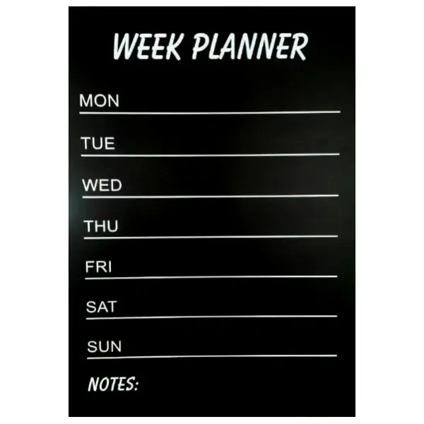 Wallsticker tavle. Weekplanner til kridt. Inkl kridt. 60x45cm.
