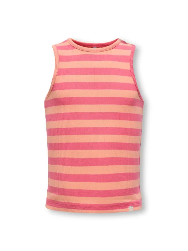 Only Mini Kenya Rib Tank Top - Camellia Rose/Salmon - 92 cm