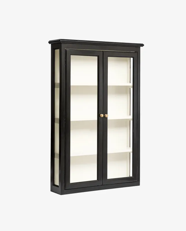Nordal - CLASSIC vægskab, dobbelt  -  sort/råhvid  -  B82 × D21 × H120 cm