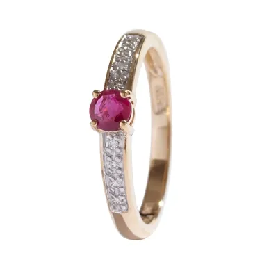Ring i 14 kt Guld med Rubin og Diamanter 0,04 ct. - str. 52