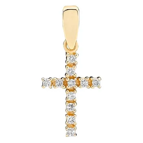 Diamant Kors 14 kt. Guld - 13 x 9 mm