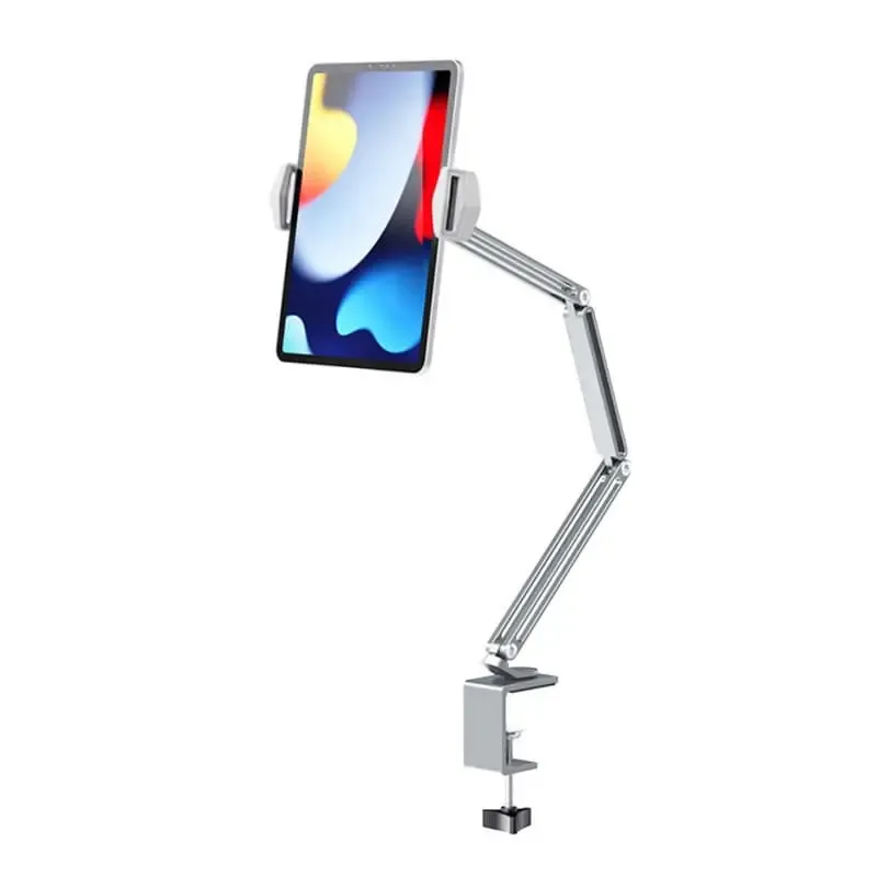 Universal 3-akslet aluminiums mobil & tablet bordholder. 78cm. Silver/Hvid.