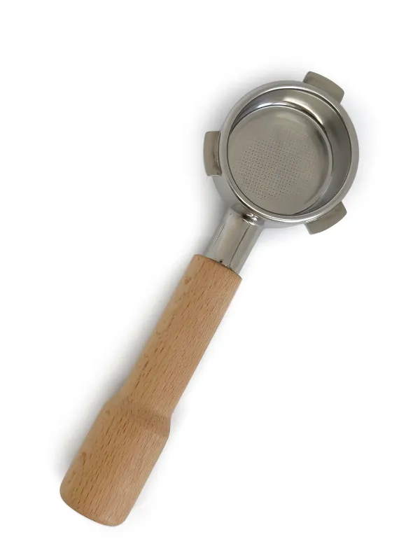 Portafilter med dobbelt tud til Sage 54 mm  kurvet træhåndtag