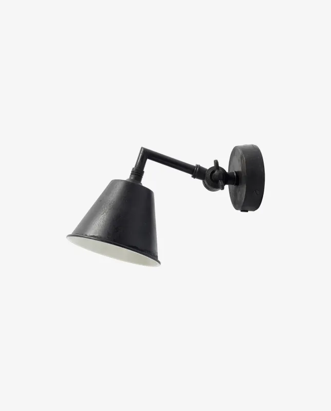 Nordal - Væglampe med afbryder  -  sort, 18 cm  -  Ø12 × H18 cm