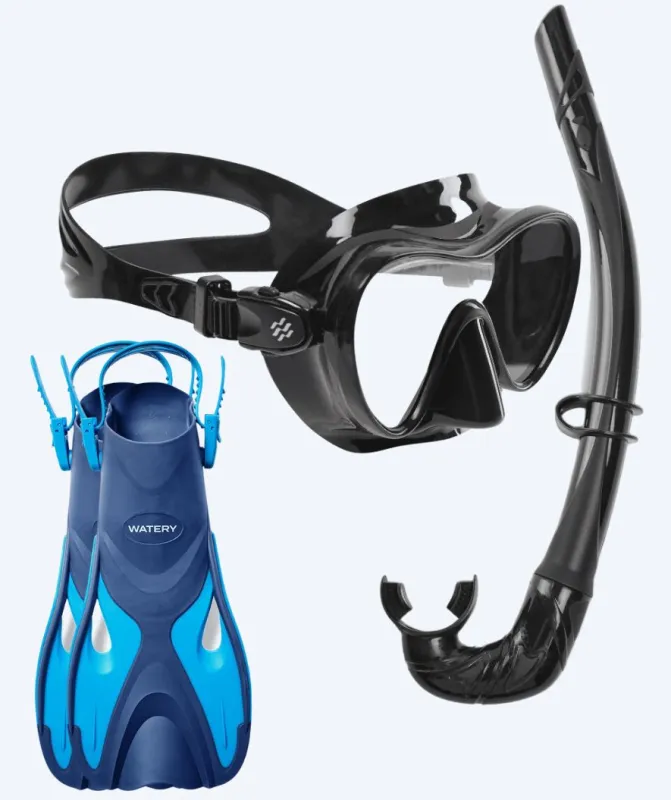 Watery snorkelsæt til voksne - Fisher/Cliff - Blå/sort - Snorkelsæt til voksne (+16 år)