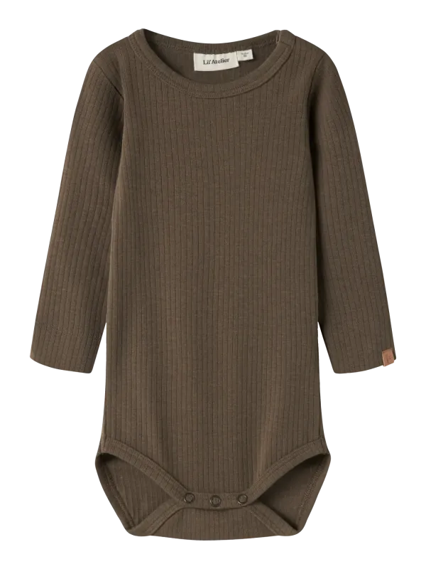 Lil Atelier Rajo - Gabo Bib LS Slim Body - Teak - 56 cm