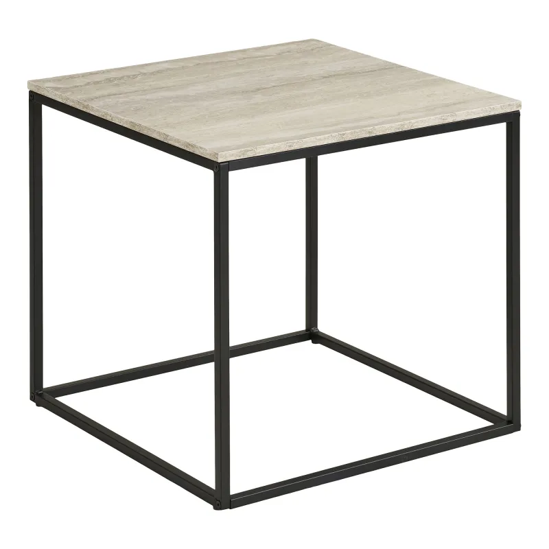 HOUSE NORDIC Vita hjørnebord, kvadratisk - beige melaminfolie med travertinlook og sort stål (45x45)