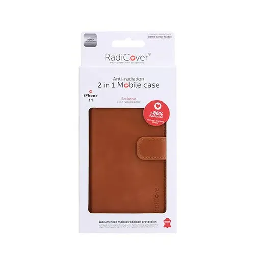 Radicover 2in1 Premium læder Mobilcover iPhone 11 brun antistråling premium læder Brun (1 stk)