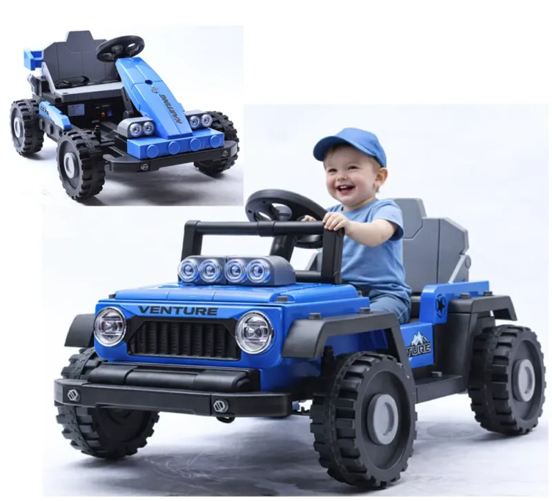 Azeno Transformers - elbil til børn,2x24V, Blå  -  Byg 2 modeller: Jeep eller F1 racerbil