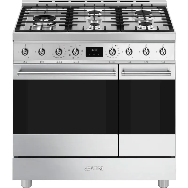 Smeg C92GMX2 Classic Gaskomfur med 2 ovne, 90 cm, rustfrit stål