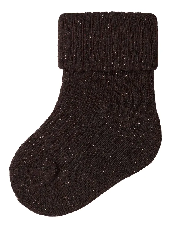 Name It - Nobba Glitter Sock - Chocolate Plum - 50/56