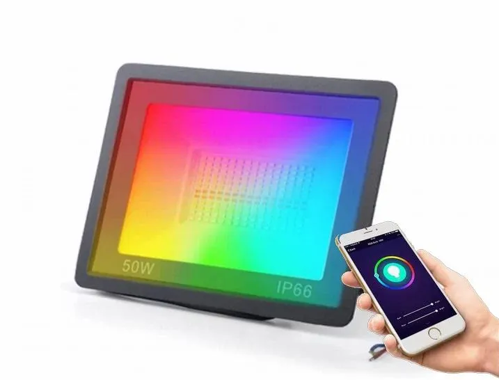 UDSALG - 50 watt RGB + WW + CW LED projektør med APP styring - 220v - Dinled - RGB LED