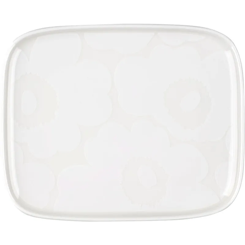 Marimekko Unikko rektangulært fad 15 x 12 cm, hvid/off-white