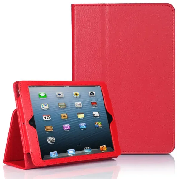 Lædertaske /-holder til iPad Mini. Rød.