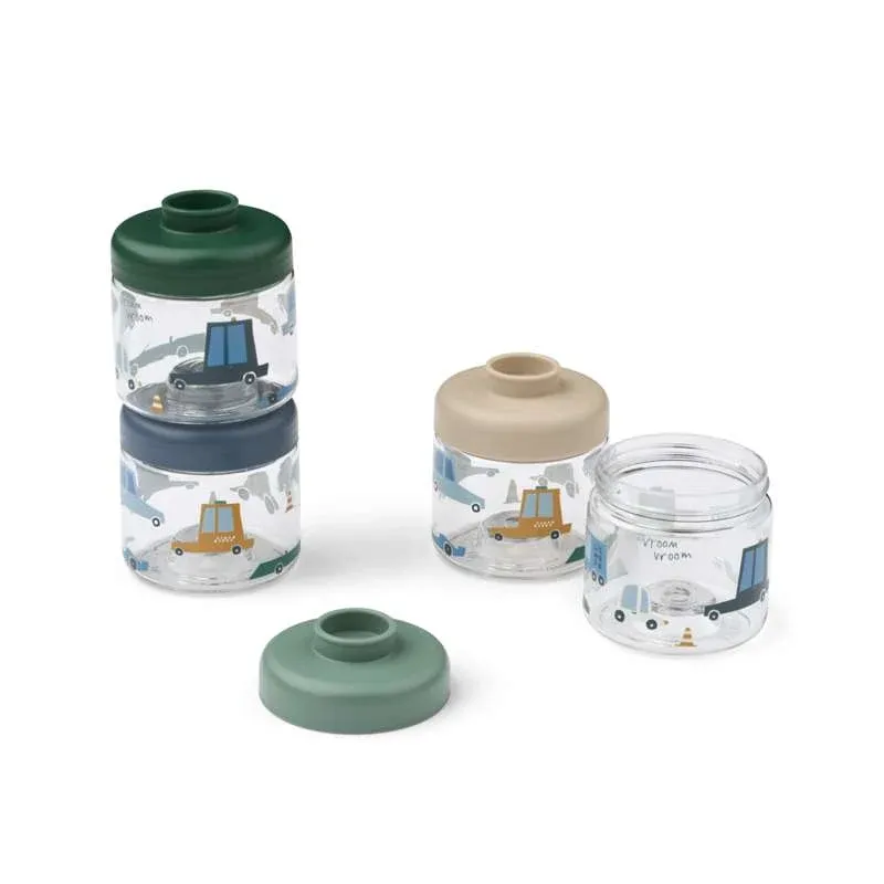 Liewood Dominique Små Madbokse - Tritan - 4-pak - 100ml - Cars/Sandy