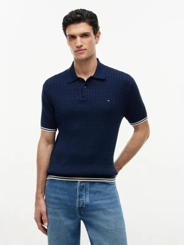 CABLE KNITTED S/S POLO