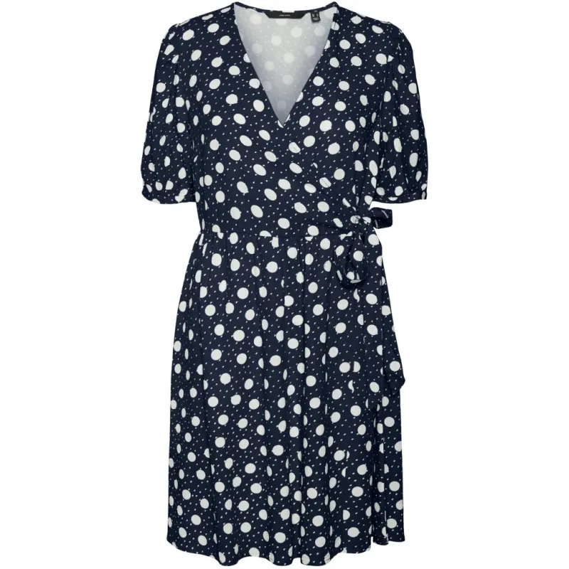 Vero Moda dame kjole VMJESMILO - Navy Blazer Snow white dots