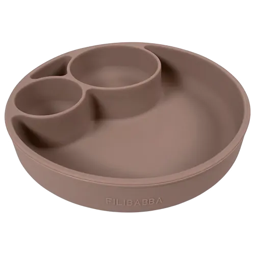 Filibabba Silikone Tallerken Ruminddelt Warm Grey (1 stk)