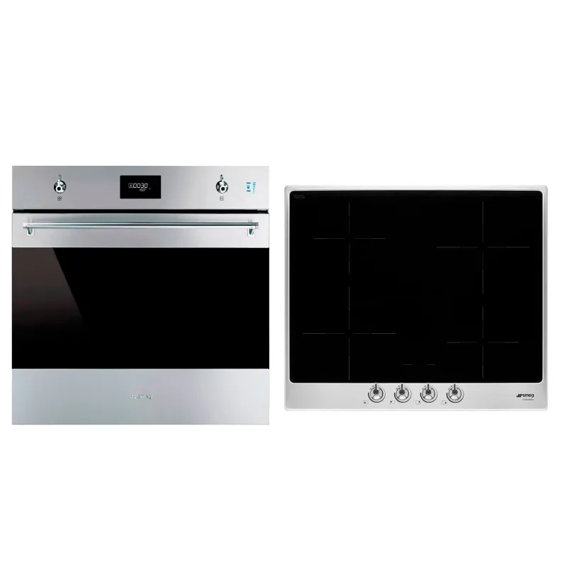 Smeg Classic indbygningsovn + induktionskogeplade 60 cm, rustfrit stål