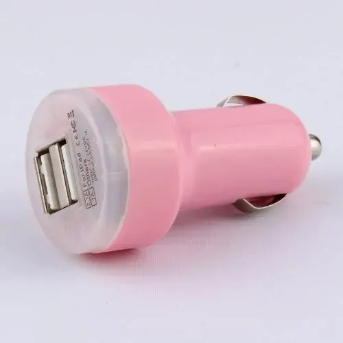 Dual USB Billader 2.1A til iPhone, iPad & Android  -  Pink