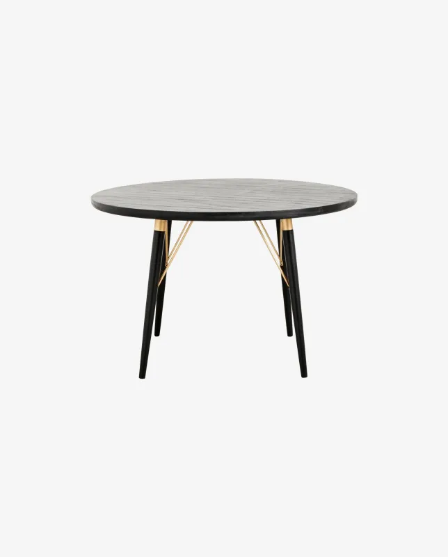 Nordal - LUVUA spisebord, rund  -  sort træ  -  Ø120 × H76 cm