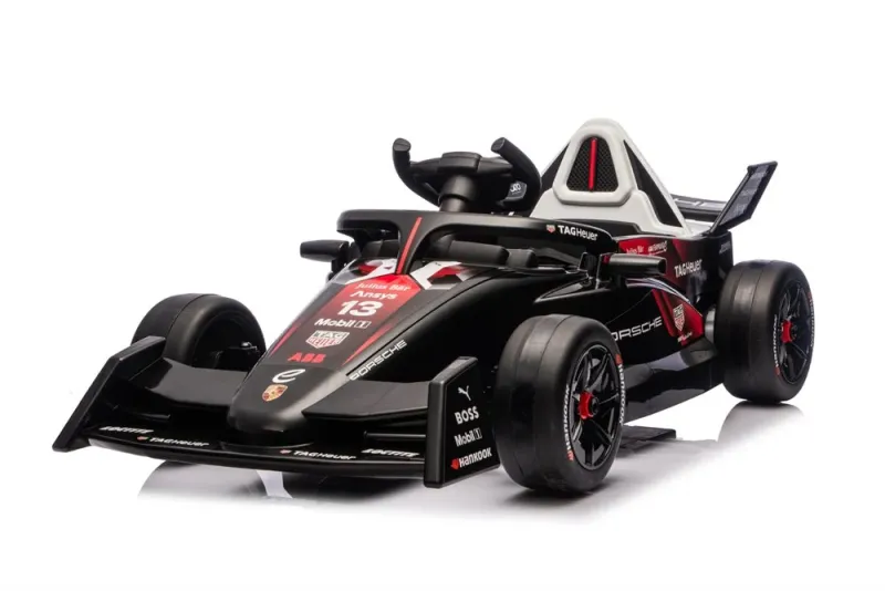 Porsche Formula E 12V Elbil til børn  -  Licenseret racerbil med lædersæde, musik & fjernbetjening