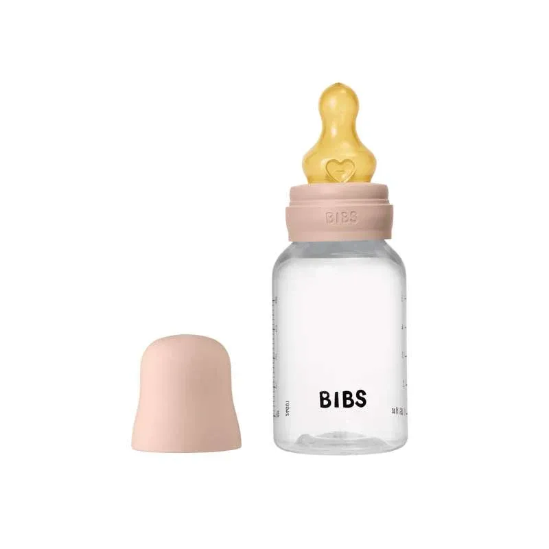 BIBS Bottle - Sutteflaskesæt - Plastik - Naturgummi/Slow Flow/Rund - 150ml - Blush