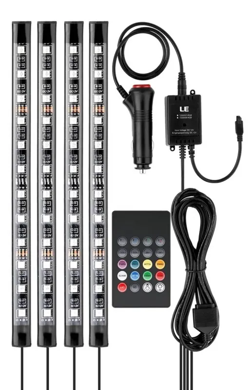 UDSALG - Musik styret sæt med 4 RGB led skinner - 12v - Dinled - LED STRIP