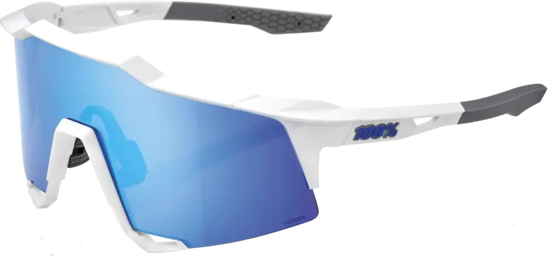100% SPEEDCRAFT - Matte White - HiPER Blue Multilayer Mirror Lens