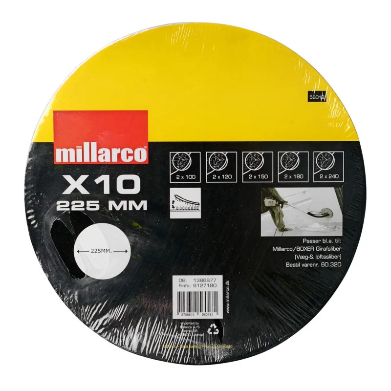 Millarco Slibepapir 225 mm. (girafsliber) - 10 stk.