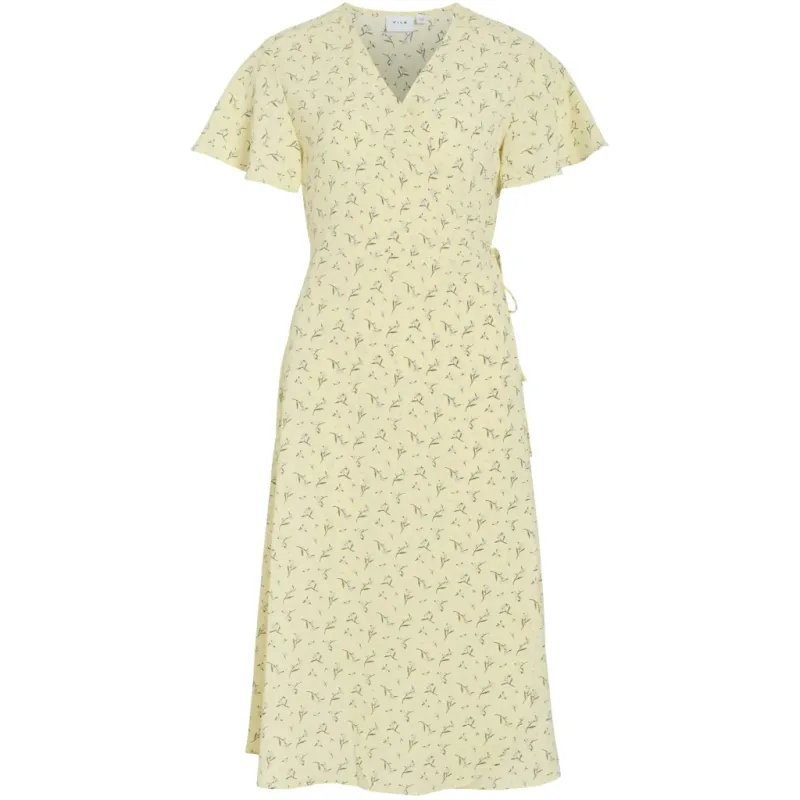 VILA dame kjole VILOVIE - Pastel Yellow ASTER
