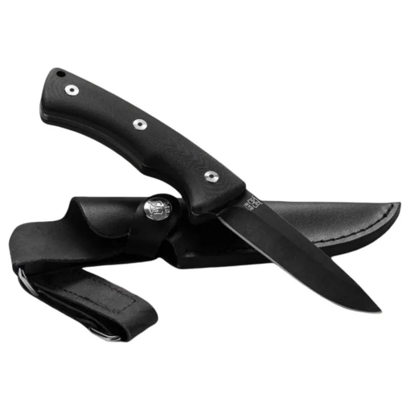 Oyo Falketind Knife W/ Leather Sheath, vandrekniv, sort