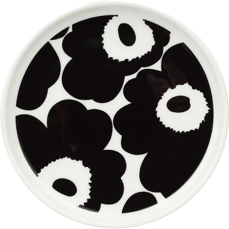 Marimekko Unikko tallerken 13,5 cm, sort/hvid