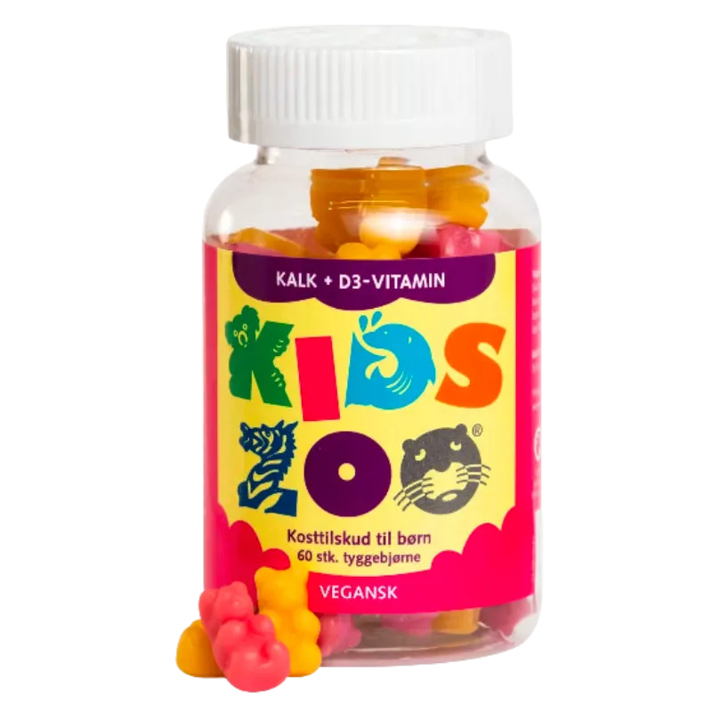 Kids Zoo Kalk + D-vitamin Tyggedyr 60 stk.